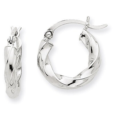 3mm Twisted Hoop Earrings 14k White Gold TC353, MPN: TC353, 883957289670