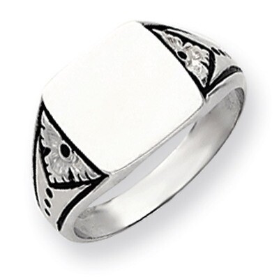 Antiqued Signet Ring 14k White Gold Y4138, MPN: Y4138, 191101632310