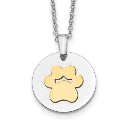 Gold-Plated Paw Print with 2 Inch Extender Necklace Sterling Silver Rhodium-plated QG5435-15.5, MPN…