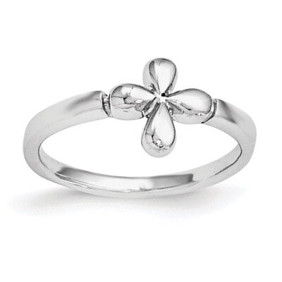 Child&#39;S Polished Cross Ring Sterling Silver Rhodium-plated QR5962-3, MPN: QR5962, 191101194023