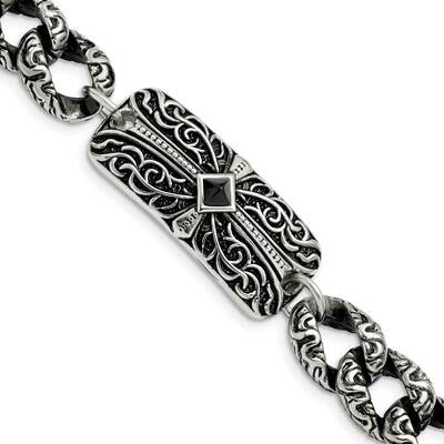 9 Inch Bracelet Stainless Steel Antiqued SRB839-9 by Chisel, MPN: SRB839-9, 191101391583