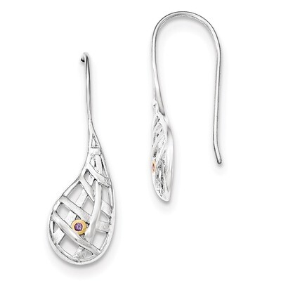 Gold-plated Amethyst Teardrop Criss Cross Earrings Sterling Silver QE12461