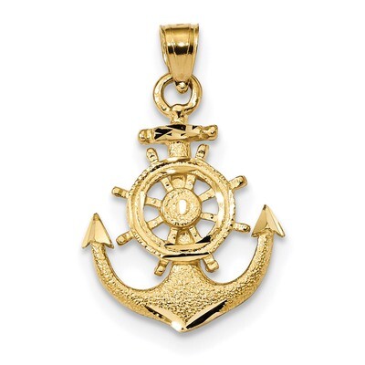 Anchor Pendant 14k Gold Satin Diamond-cut K6092, MPN: K6092, 886774066080
