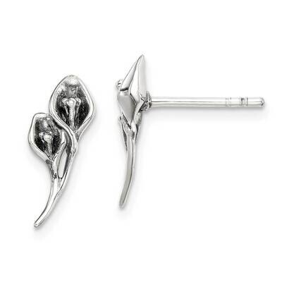 Calla Lily Post Earrings Sterling Silver Antiqued QE14799, MPN: QE14799, 883957325361