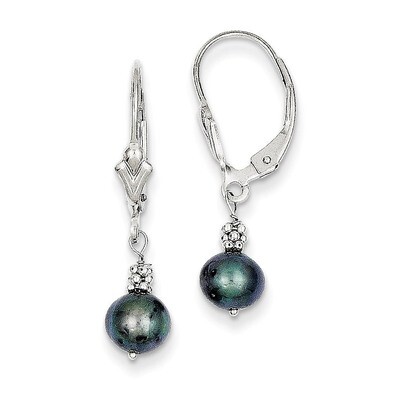 (5-6mm) Semi-round Grey Cultured PEarringsl Leverback Earrings 14k White Gold XF214, MPN: XF214, 19…