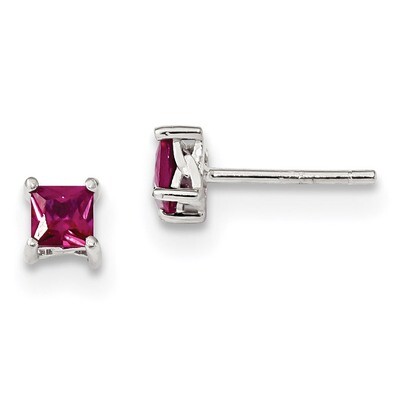 4mm Princess Created Ruby Post Earrings Sterling Silver QBE28JUL, MPN: QBE28JUL, 883957241203