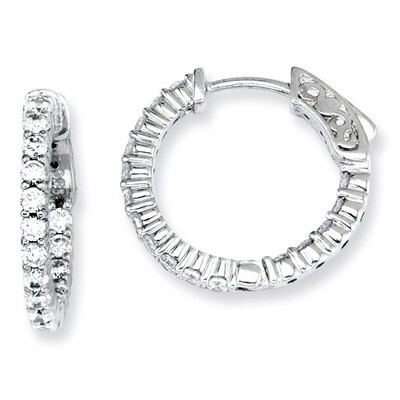 32 Stones In and Out Round Hoop Earrings Sterling Silver with Diamonds QE7575, MPN: QE7575, 8867742…