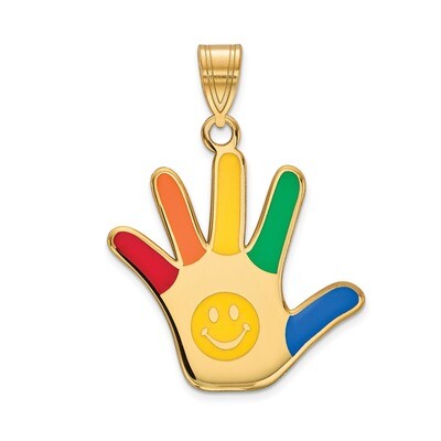 Enameled Autism with Smiley Face Handprint Pendant 14k Gold XM634, MPN: XM634, 883957605012