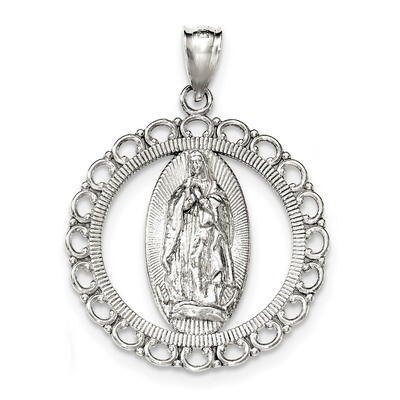 Religious Ruffled Circle Pendant Sterling Silver Polished QC8370, MPN: QC8370, 886774762708