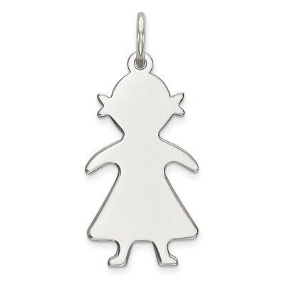 Engravable Girl Polished Front Back Disc Charm Sterling Silver Rhodium-plated QM332/18P, MPN: QM332…