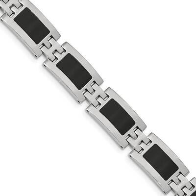Black Enamel 9 Inch Bracelet Stainless Steel SRB112-9 by Chisel, MPN: SRB112-9, 883957718187