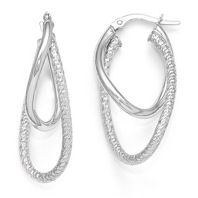 Leslie&#39;s Polished and Textured Hinged Hoop Earrings - 14k White Gold HB-LE754, MPN: LE754, 88677496…