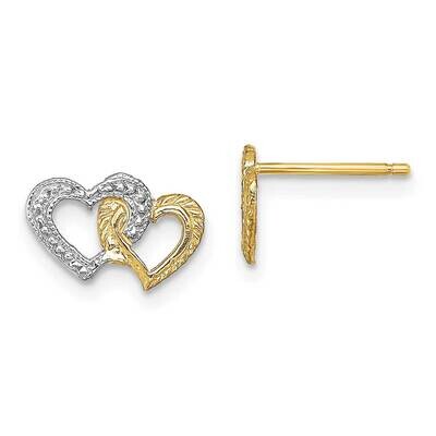 Intertwined Hearts Post Earrings 14k Gold &amp; White Rhodium Polished TE904, MPN: TE904, 637218055401