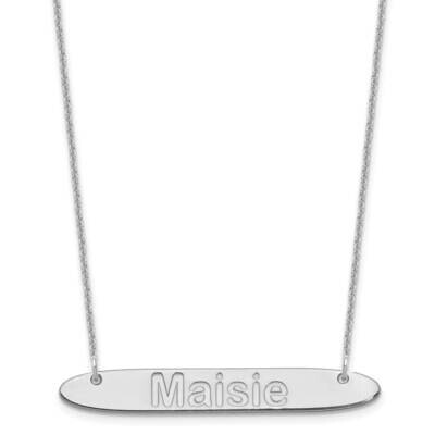 Polished Oblong Arial Rounded Bar Necklace 10k White Gold Medium 10XNA1238W, MPN: 10XNA1238W,