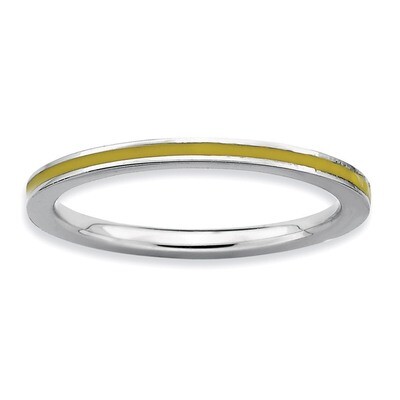 Yellow Enameled 1.5mm Ring - Sterling Silver QSK134, MPN: QSK134, 883957734934