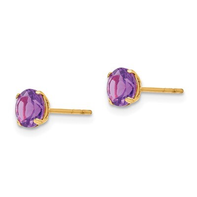 Round Amethyst 5mm Post Earrings - 14k Gold SE2278 by Madi K, MPN: SE2278, 886774997834