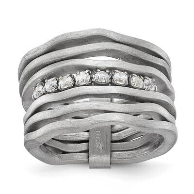 Sterling Silver Rhodium Plated Satin Finish Multi-row Diamonique Ring J271998180352