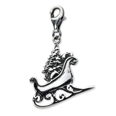 2D Antiqued Sleigh Charm Sterling Silver QCC689 by Amore La Vita, MPN: QCC689, 886774074689