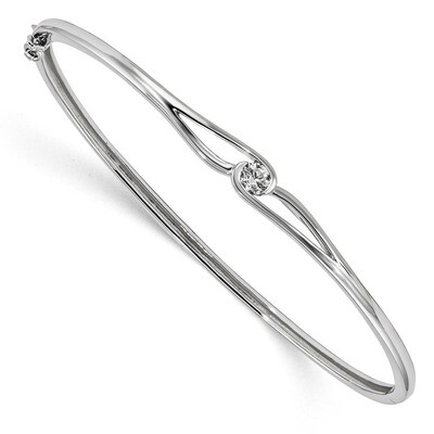 CZ Diamond Hinged Bangle Sterling Silver Rhodium-plated QB1169, MPN: QB1169, 196904160671