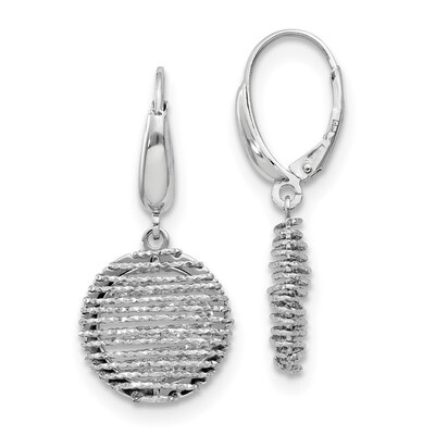 Leslie&#39;s Diamond-cut Open Center Dangle Leverback Earrings Sterling Silver Polished HB-QLE1199, MPN…