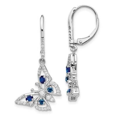 Sapphire Butterfly Leverback Earrings 14k White Gold Diamond EM4391-SA-038-WA, MPN: EM4391-SA-038-W…