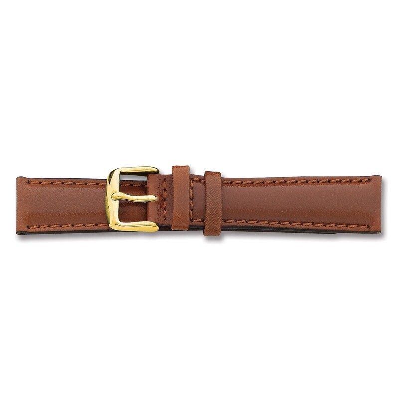 22mm Long Havana Leather Chrono Buckle Watch Band 8.5 Inch Gold-tone BAY142L-22, MPN: BAY142L-22, 6…