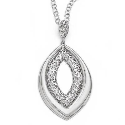 Polished and Textured Necklace Sterling Silver QLF455-18, MPN: QLF455-18, 886774639673