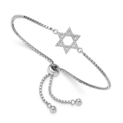 Star of David Adjustable Bracelet Sterling Silver Rhodium-plated CZ Diamond QG4759, MPN: QG4759, 88…
