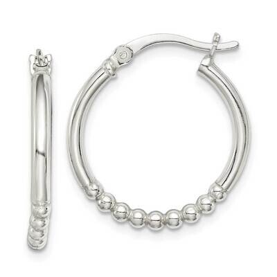 Beaded Hoop Earrings Sterling Silver QE14172, MPN: QE14172, 886774118093