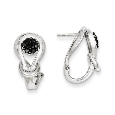 Black and White Diamond Love Knot Post Earrings Sterling Silver QE7874, MPN: QE7874, 883957026169