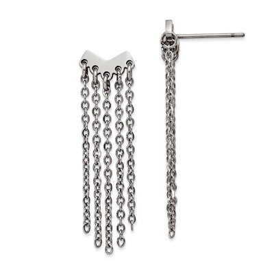Dangle Chain Post Earrings Stainless Steel Polished SRE1214 by Chisel, MPN: SRE1214, 191101853470