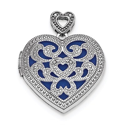 24Mm Heart with Diamond Vintage Locket Sterling Silver Rhodium-plated QLS610, MPN: QLS610, 19110119…