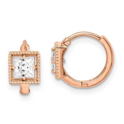 Rose Gold Square Hoop Earrings 14k Gold CZ Diamond SE2917 by Madi K, MPN: SE2917, 191101902123