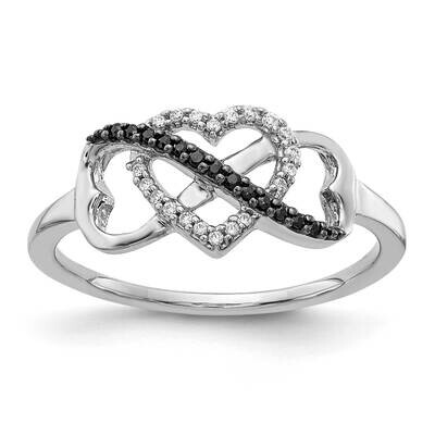 Black and White Diamond Triple Heart Ring 14k White Gold RM5726-BK-010-WA, MPN: RM5726-BK-010-WA, 8…