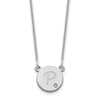 Initial Circle with Diamond Necklace 14k White Gold XNA1380W, MPN: XNA1380W,