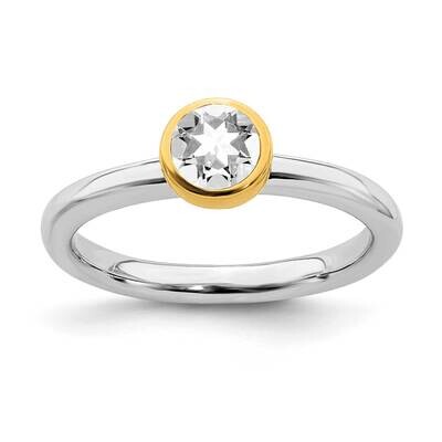 White Topaz Ring Sterling Silver Gold-plated QSK1878, MPN: QSK1878, 191101717581