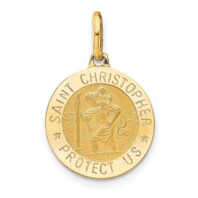 Leslie&#39;s Satin Round St. Christopher Pendant 14k Gold Polished HB-LF1348, MPN: LF1348, 196904158258