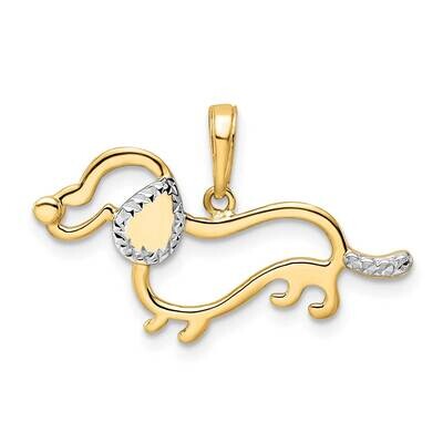Dachshund Pendant 14k Gold and White Rhodium Diamond-Cut M2917, MPN: M2917, 196904073476