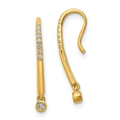 Diamond Drop Wire Earrings 14k Gold Polished EM8380-008-YA, MPN: EM8380-008-YA, 883957969565