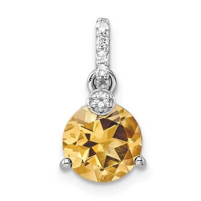 Circle 1.64T.W. Citrine White Topaz Pendant Sterling Silver Rhodium-Plated QP5710CI, MPN: QP5710CI,