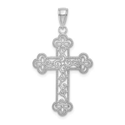 Beaded Edge Charm 14k White Gold Textured K8547W, MPN: K8547W, 63721816268