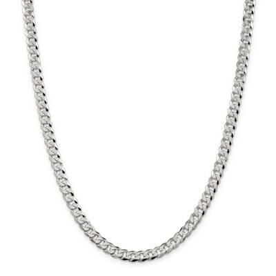 6mm Beveled Curb Chain 28 Inch Sterling Silver QFB150-28, MPN: QFB150-28,