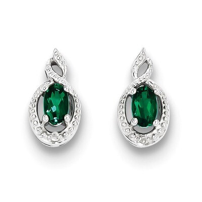 Emerald &amp; Diamond May Earrings Sterling Silver QBE18MAY, MPN: QBE18MAY, 886774646152
