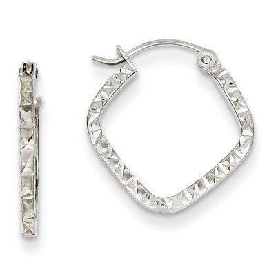 Diamond Cut Squared Hoop Earrings 14k White Gold TL651, MPN: TL651, 886774562704