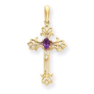 Amethyst Cross Pendant 14k Gold Polished XP1775AM, MPN: XP1775AM, 883957235844