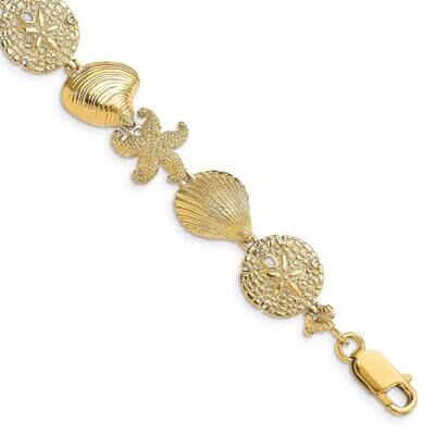 Starfish Shell Clam Link Bracelet 14k Gold FB1703-7.5, MPN: FB1703-7.5, 637218039166