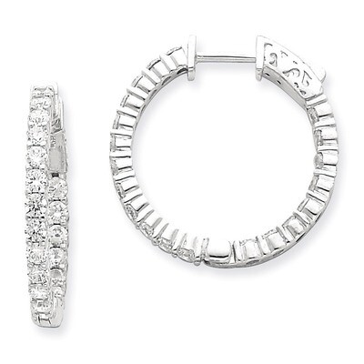 Diamond Round Hoop with Safety Clasp Earrings 14k White Gold XE1994WAA, MPN: XE1994WAA, 191101380983