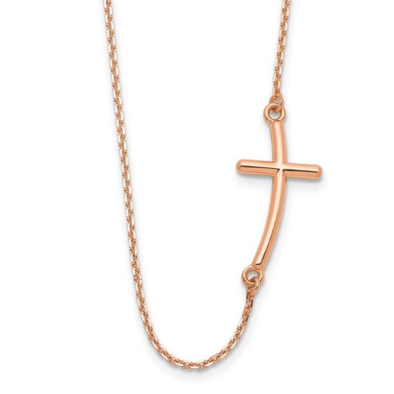 Sideways Curved Cross Necklace 14k Rose Gold Large SF2085-19