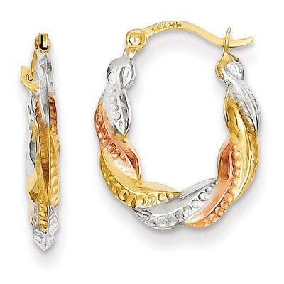 Hollow Scalloped Hoop Earrings 14k Gold &amp; White and Rose Rhodium TL761, MPN: TL761, 886774562797