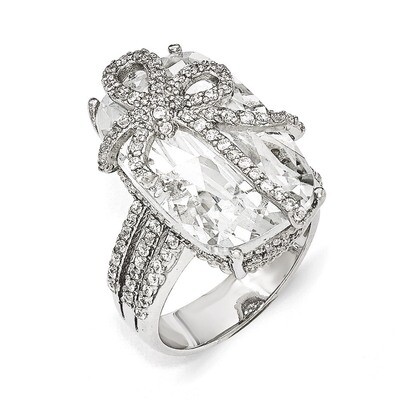 CZ Bow Ring Sterling Silver QCM1311-6